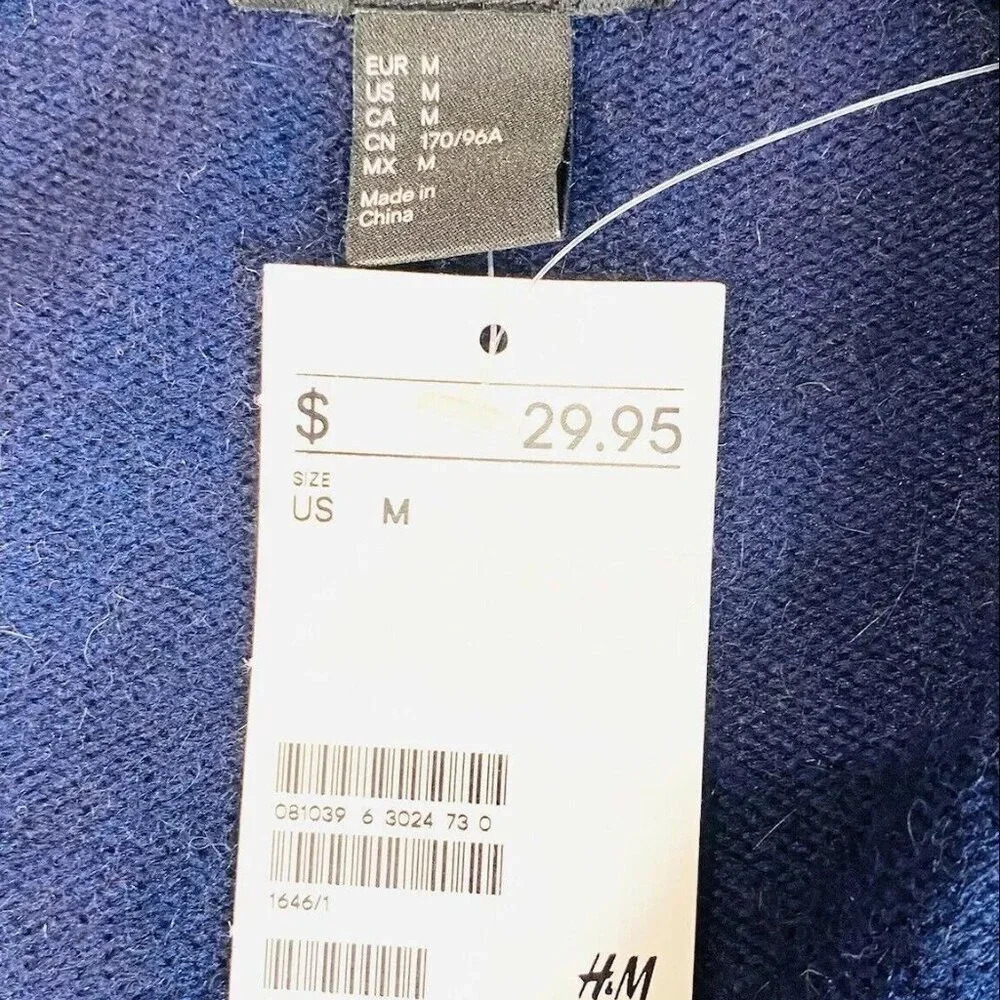 NWT H&M BASIC Women Long Sleeve Open Front Blue Cardigan Sweater Size Medium - Picture 11 of 12